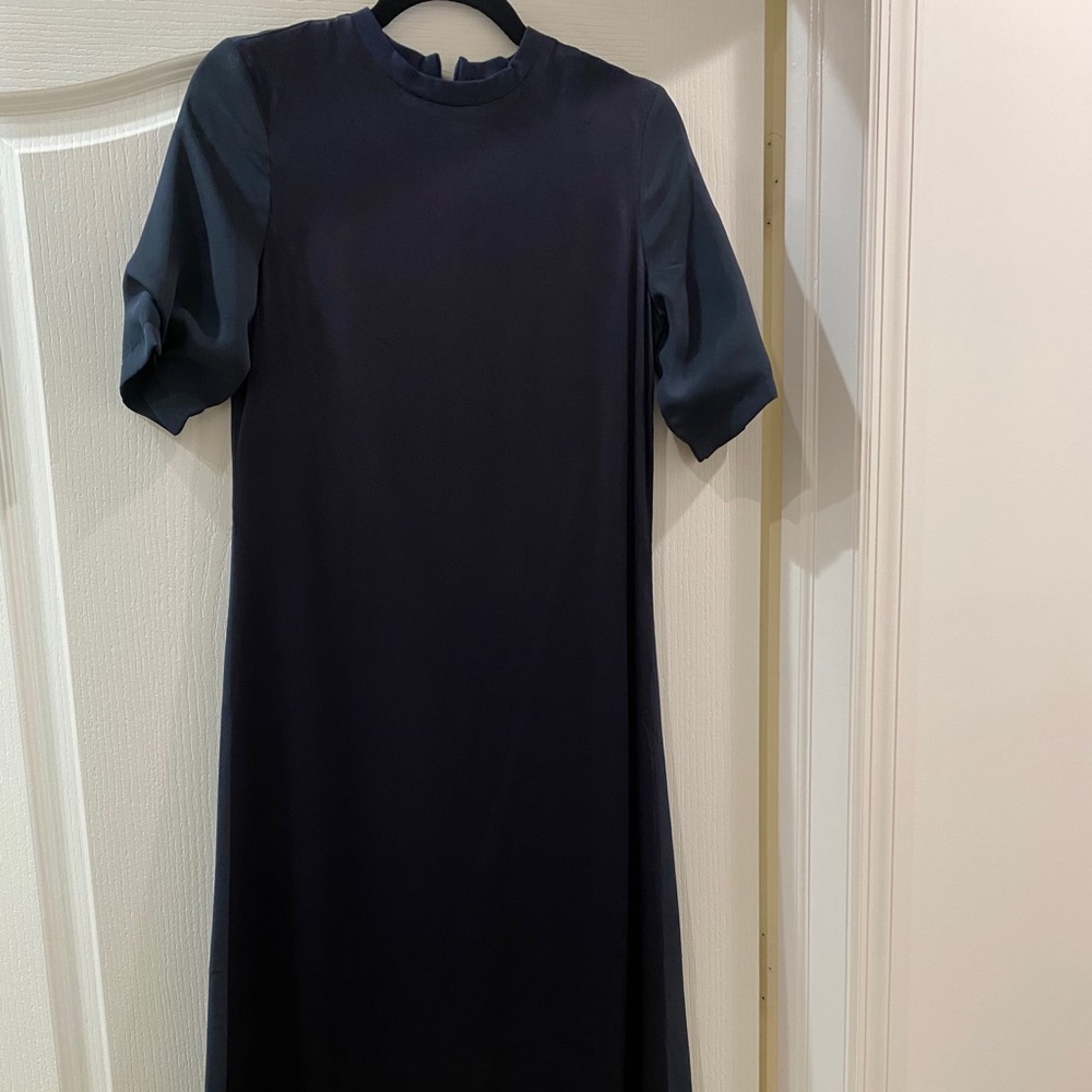 Navy Satin Maxi Tshirt Dress